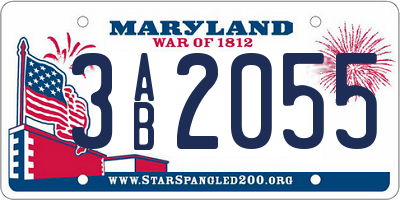 MD license plate 3AB2055