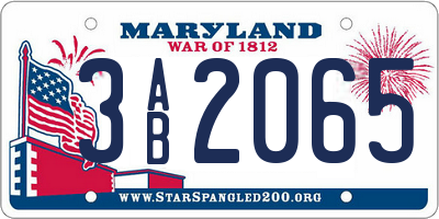 MD license plate 3AB2065