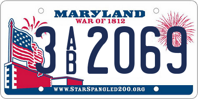 MD license plate 3AB2069