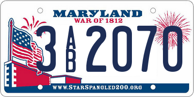 MD license plate 3AB2070