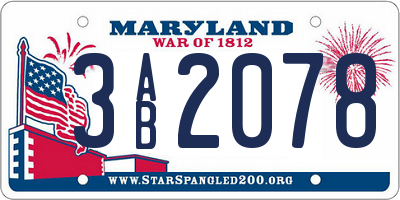 MD license plate 3AB2078