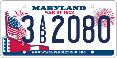 MD license plate 3AB2080