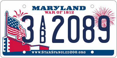 MD license plate 3AB2089