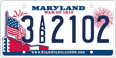MD license plate 3AB2102