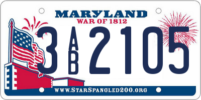MD license plate 3AB2105