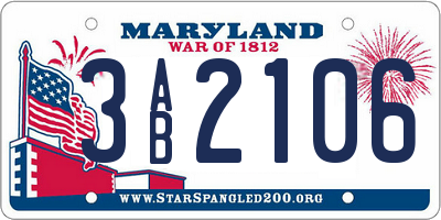 MD license plate 3AB2106