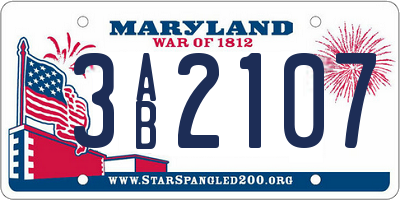 MD license plate 3AB2107
