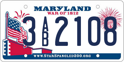 MD license plate 3AB2108