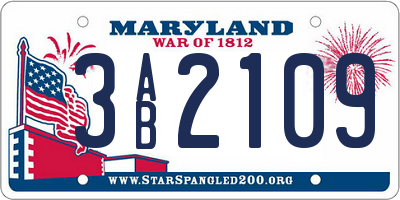 MD license plate 3AB2109