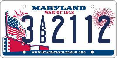 MD license plate 3AB2112