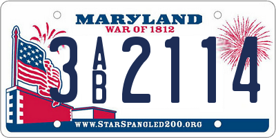 MD license plate 3AB2114