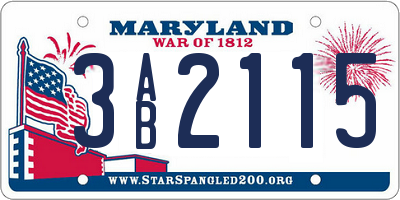 MD license plate 3AB2115
