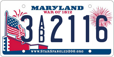 MD license plate 3AB2116