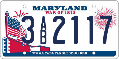 MD license plate 3AB2117