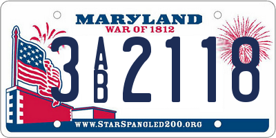 MD license plate 3AB2118