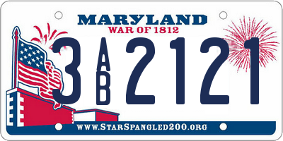 MD license plate 3AB2121