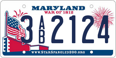 MD license plate 3AB2124