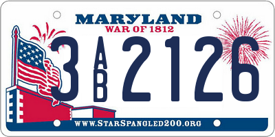 MD license plate 3AB2126