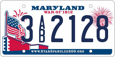 MD license plate 3AB2128