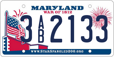 MD license plate 3AB2133