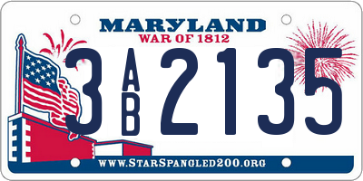 MD license plate 3AB2135