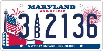 MD license plate 3AB2136