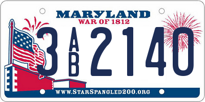MD license plate 3AB2140