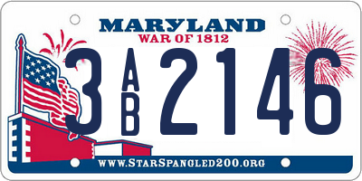 MD license plate 3AB2146