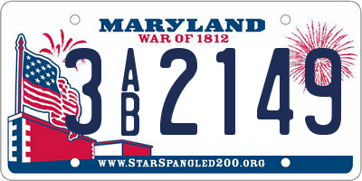 MD license plate 3AB2149