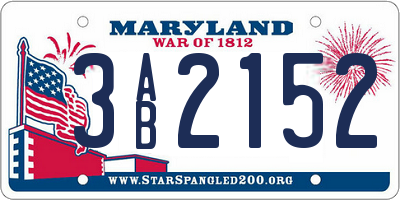 MD license plate 3AB2152