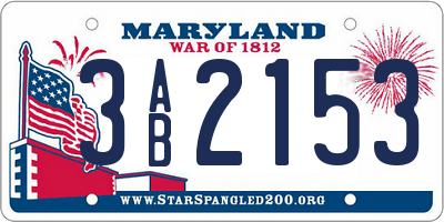 MD license plate 3AB2153