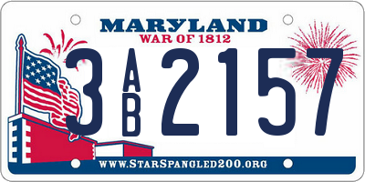 MD license plate 3AB2157