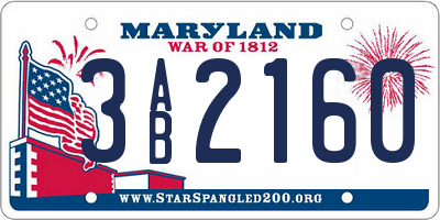 MD license plate 3AB2160