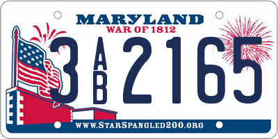 MD license plate 3AB2165
