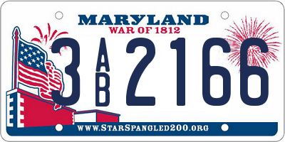 MD license plate 3AB2166