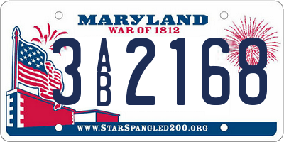 MD license plate 3AB2168