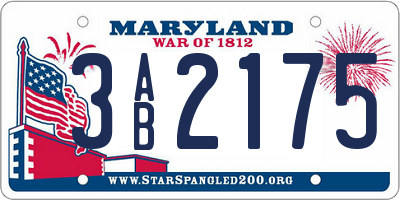 MD license plate 3AB2175