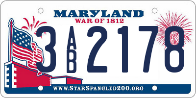 MD license plate 3AB2178