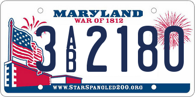 MD license plate 3AB2180