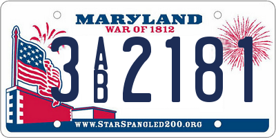 MD license plate 3AB2181