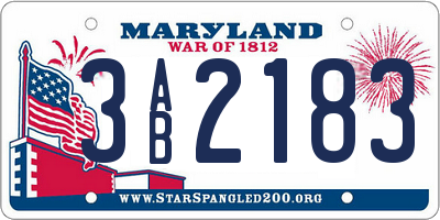MD license plate 3AB2183