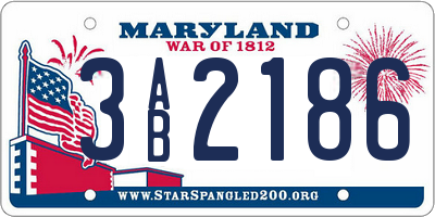 MD license plate 3AB2186