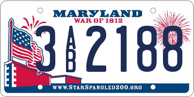 MD license plate 3AB2188