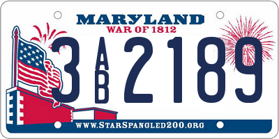 MD license plate 3AB2189