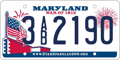 MD license plate 3AB2190