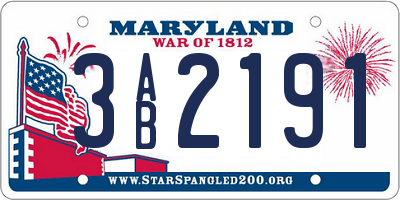 MD license plate 3AB2191