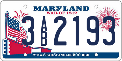 MD license plate 3AB2193