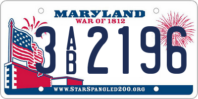 MD license plate 3AB2196