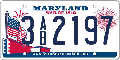 MD license plate 3AB2197