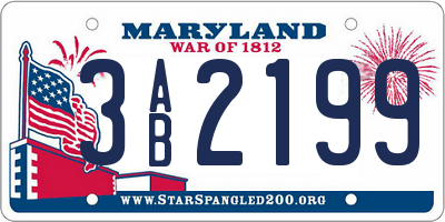 MD license plate 3AB2199
